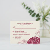 Rose Garden Wedding RSVP Card - Rich Red Karte (Stehend Vorderseite)