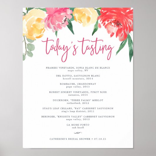 Rosé Garden Weinkarte Poster (Vorne)