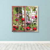 Rose Garden Window Scene Leinwanddruck (Insitu (Holzboden))