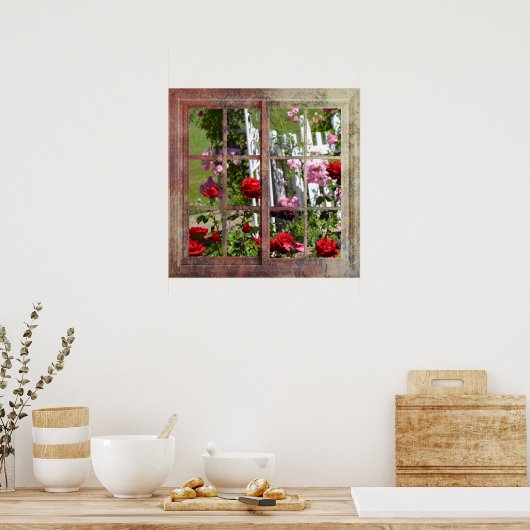 Rose Garden Window Scene Poster (Küche)
