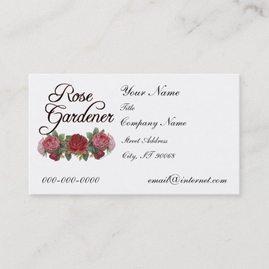 Rose Gardener Custom Business Card v2 Visitenkarte (Vorderseite)