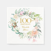 Rose Garland 100. Geburtstag Serviette (Vorderseite)