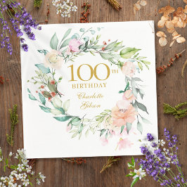 Rose Garland 100. Geburtstag Serviette