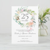 Rose Garland 25 Jahre Save the Date Einladung (Stehend Vorderseite)