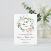 Rose Garland 25 Jahre Save the Date Postkarte (Stehend Vorderseite)