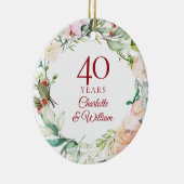 Rose Garland 40 Jahre Ruby Hochzeit Keramik Ornament (Rechts)