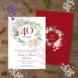 Rose Garland 40. Ruby Hochzeit Jahrestag Save The Date