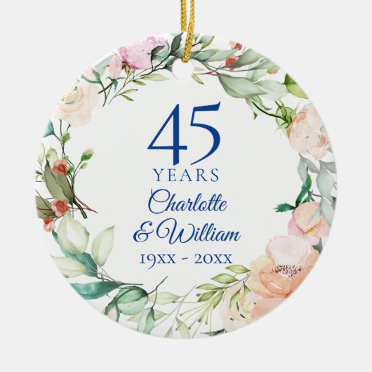 Rose Garland 45. 65. Geburtstag Keramik Ornament (Vorne)