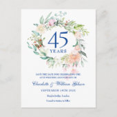 Rose Garland 45. 65. Jubiläum Save the Date Postkarte (Vorderseite)