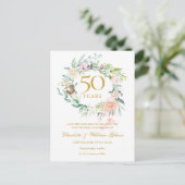 Rose Garland 50 Jahre Jubiläum Save the Date Ankündigungspostkarte (Stehend Vorderseite)
