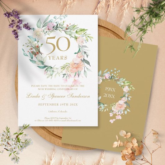 Rose Garland 50 Jahre Jubiläum Save the Date Einladung