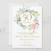 Rose Garland 50 Jahre Jubiläum Save the Date Einladung (Vorderseite)