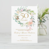 Rose Garland 50 Jahre Jubiläum Save the Date Einladung (Stehend Vorderseite)