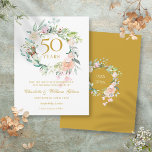 Rose Garland 50 Jahre Jubiläum Save the Date Postkarte<br><div class="desc">Mit einer zarten,  floralfarbenen Grünlandschaft im Wasser lädt diese schicke botanische 50. Hochzeitssemmerin Save the Date zu einer personalisierten Einladung mit Ihren speziellen Save the Date Informationen ein. Auf der Rückseite befindet sich eine passende Blumengarage,  die Ihr Jubiläum in elegantem weißem Text auf goldenem Hintergrund umrahmt. Entwickelt von Thisisnotme©</div>