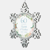 Rose Garland 60. Diamond Wedding Jubiläum Schneeflocken Zinn-Ornament (Rechts)