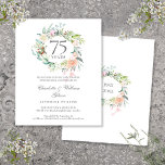 Rose Garland 75 Jahre Einladung<br><div class="desc">Mit einer zarten,  floralfarbenen Grünlandschaft im Wasser lädt diese schicke botanische Einladung zum 75. Hochzeitstag zu einem personalisierten Jubiläum ein. Auf der Rückseite befindet sich eine passende Blumengarage,  in der Sie Ihre Jubiläumsdaten abstecken. Entwickelt von Thisisnotme©</div>