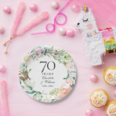 Rose Garland Floral 70. Hochzeitstag Pappteller (Party)