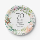 Rose Garland Floral 70. Hochzeitstag Pappteller (Vorderseite)