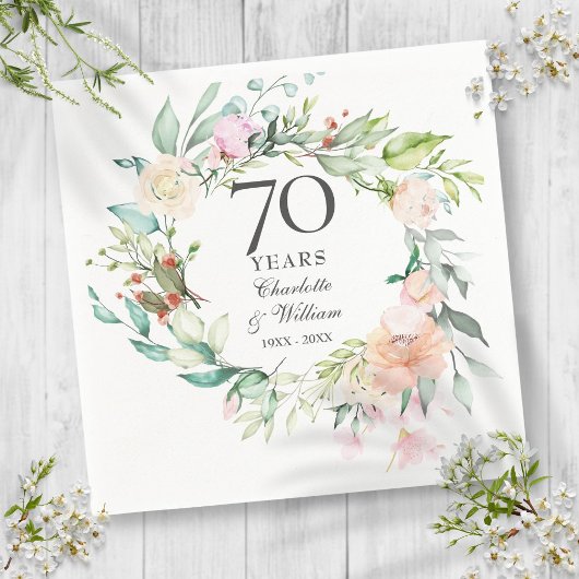 Rose Garland Floral 70. Hochzeitstag Serviette