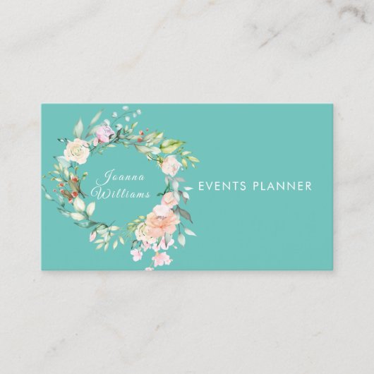 Rose Garland Floral Business Card Visitenkarte (Vorderseite)