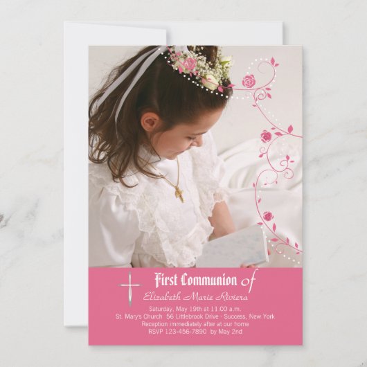 Rose Garland Foto Einladung (Vorderseite)