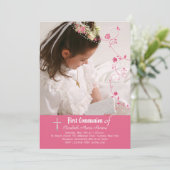 Rose Garland Foto Einladung (Stehend Vorderseite)