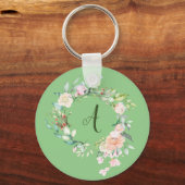 Rose Garland Garland Script Monogram Schlüsselanhänger (Rückseite)