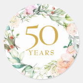 Rose Garland Gold 50. Hochzeitstag Runder Aufkleber (Vorderseite)