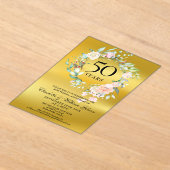 Rose Garland Gold Foil 50. Hochzeitstag Acryleinladungen (Ablage )