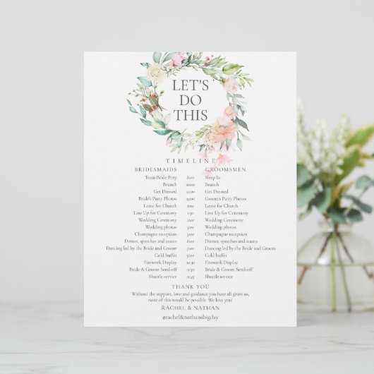 Rose Garland Hochzeitsplan Zeitplan (Stehend Vorderseite)