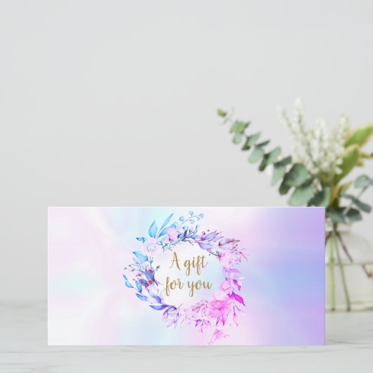 Rose Garland Script Geschenkgutschein (Stehend Vorderseite)