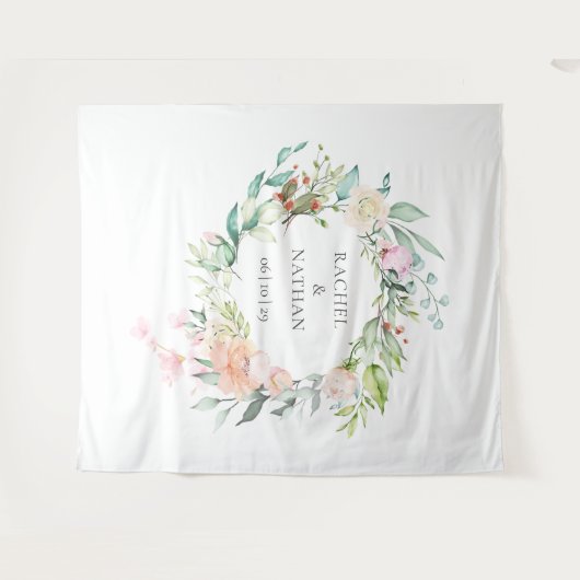 Rose Garland Wedding Foto Stand Hintergrund Wandteppich (Vorderseite (Horizontal))