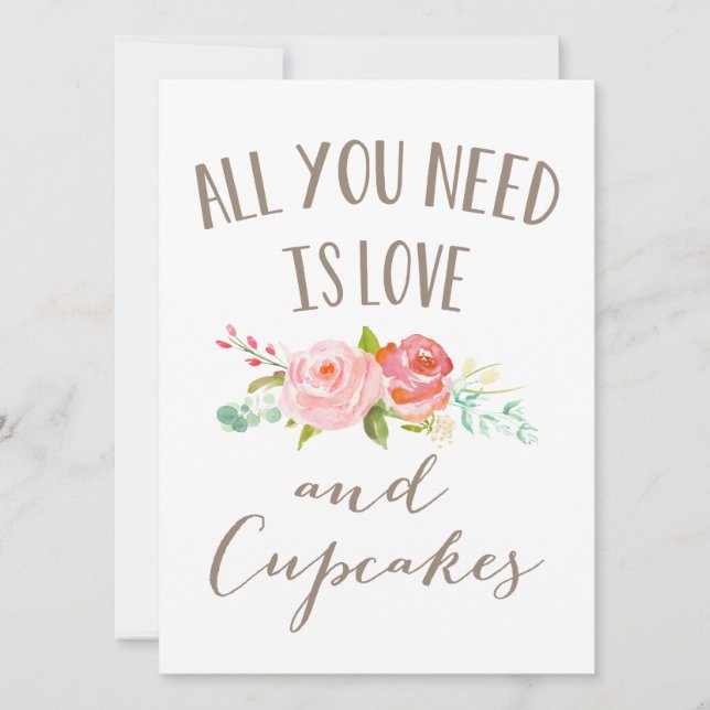 Rose Garten Blumenstrauß Liebe und Cupcakes (Vorderseite)