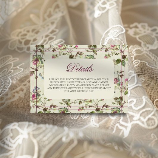 Rose Gartenhochzeit Begleitkarte