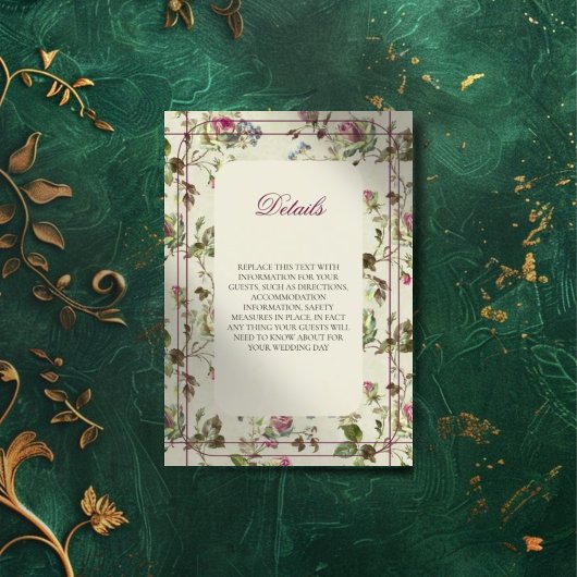 Rose Gartenhochzeit Begleitkarte