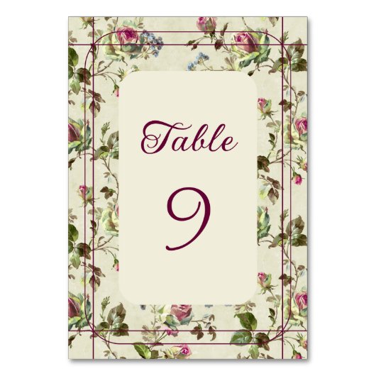 Rose Gartenhochzeit Tischnummer (Rückseite)