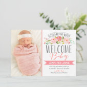 Rose | Geburtsankündigung von Mädchen Ankündigung (Stehend Vorderseite)