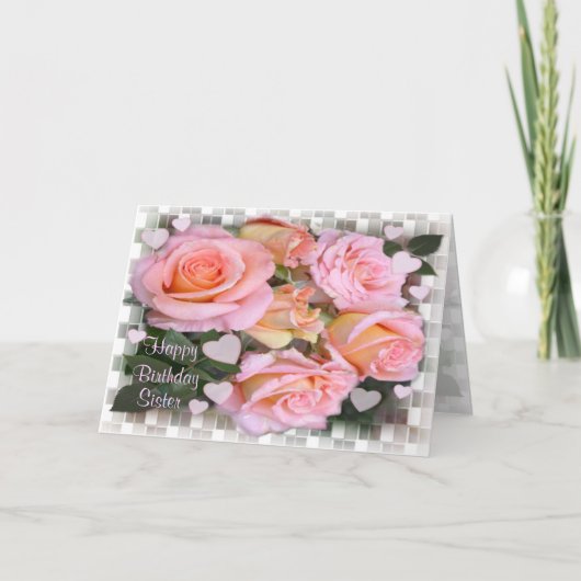 Rose Geburtskarte für Schwester Karte (Vorderseite)