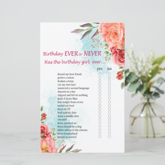 Rose Geburtstag Ewiges oder Niemals Game (Stehend Vorderseite)