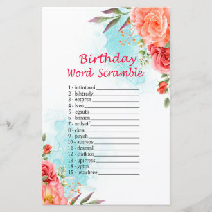 Rose Geburtstag Word Scramble Game
