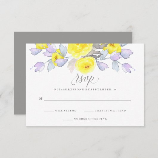 Rose | Gelb Lila und grau | UAWG | RSVP Karte (Vorne/Hinten)