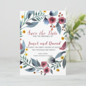 Rose, Gelb und Blau Save the Date Einladung (Stehend Vorderseite)