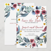 Rose, Gelb und Blau Save the Date Einladung (Vorne/Hinten)