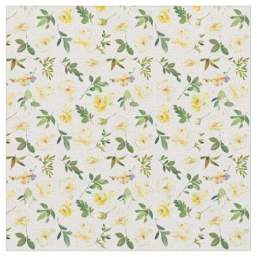 Rose Gelb und Creme Blumenmuster Baumwolle Stoff (Nahaufnahme)