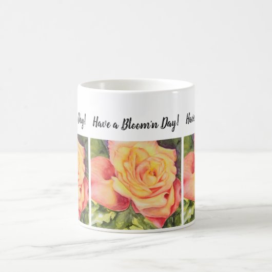 Rose Gelb und Pfirsichfarben Blume Kaffeetasse (Mittel)