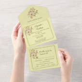 Rose - Gelbe Hochzeit All In One Einladung (Abreißen)