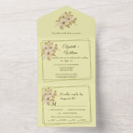 Rose - Gelbe Hochzeit All In One Einladung