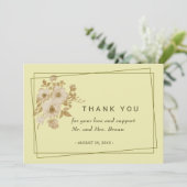 Rose - Gelbe Hochzeit Dankeskarte (Stehend Vorderseite)