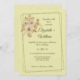 Rose - Gelbe Hochzeit Einladung