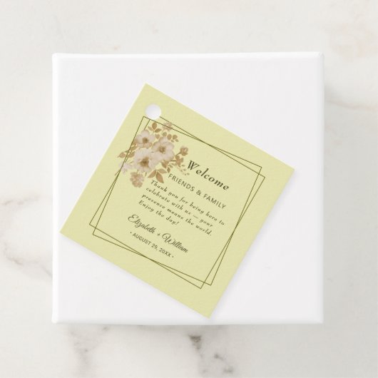 Rose - Gelbe Hochzeit Geschenkanhänger (Beispiel)